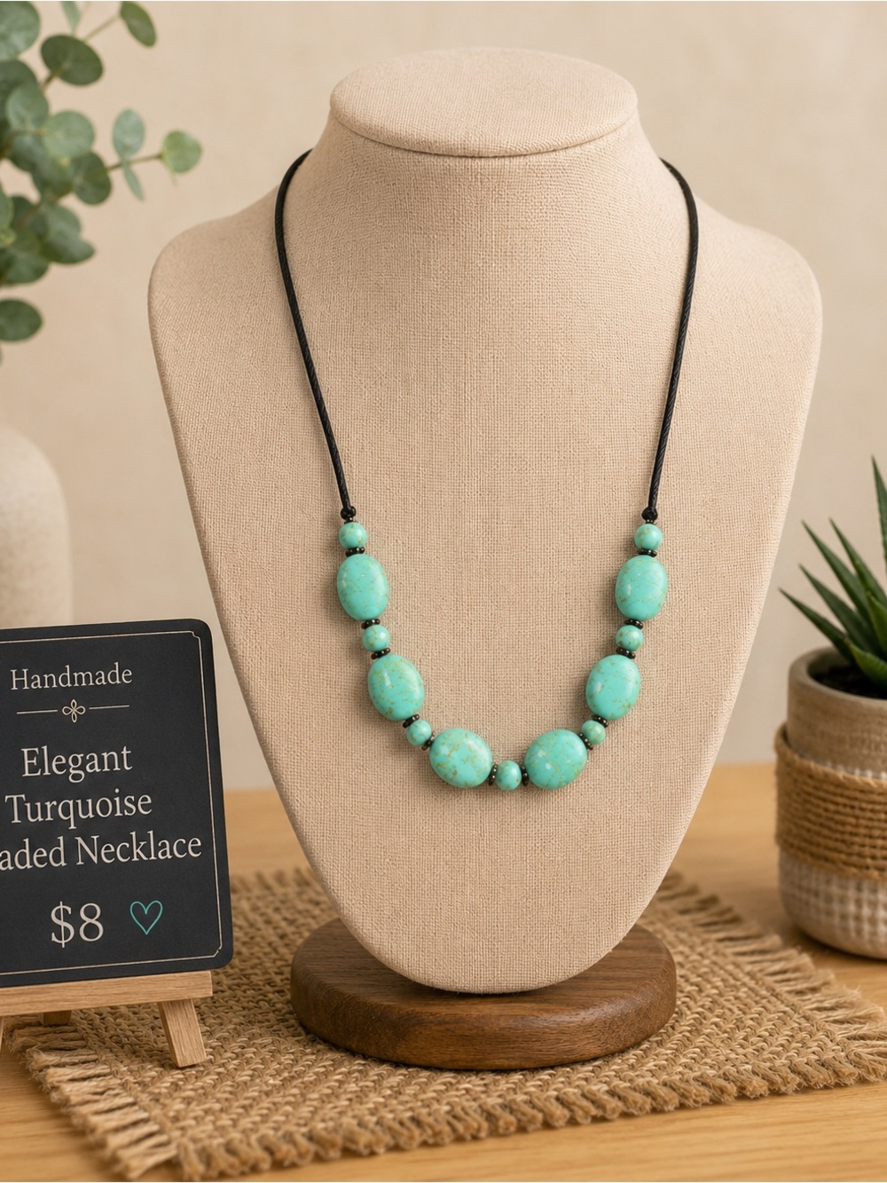 Elegant Turquoise‎ Beaded Necklace